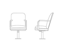 Low Back Jury Chair / Open Wood Upholstered Arm